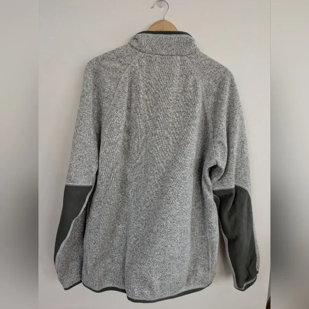 J.Crew Sweater Fleece Button Mock neck Pullover Sweatshirt Light Grey Nordic XL
